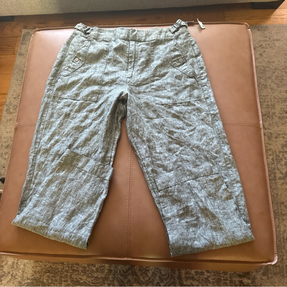 Athleta Voyager Linen Pant Women’s 12 Sage Green NWT